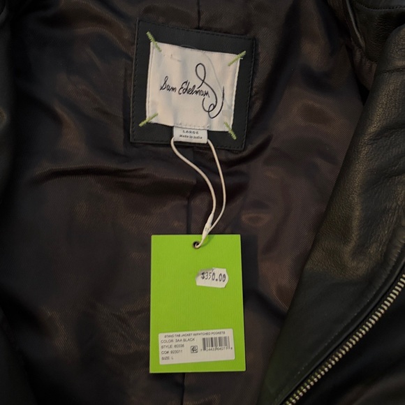 Sam Edelman Women’s Black Leather Jacket with Gold Zippers - Picture 5 of 8